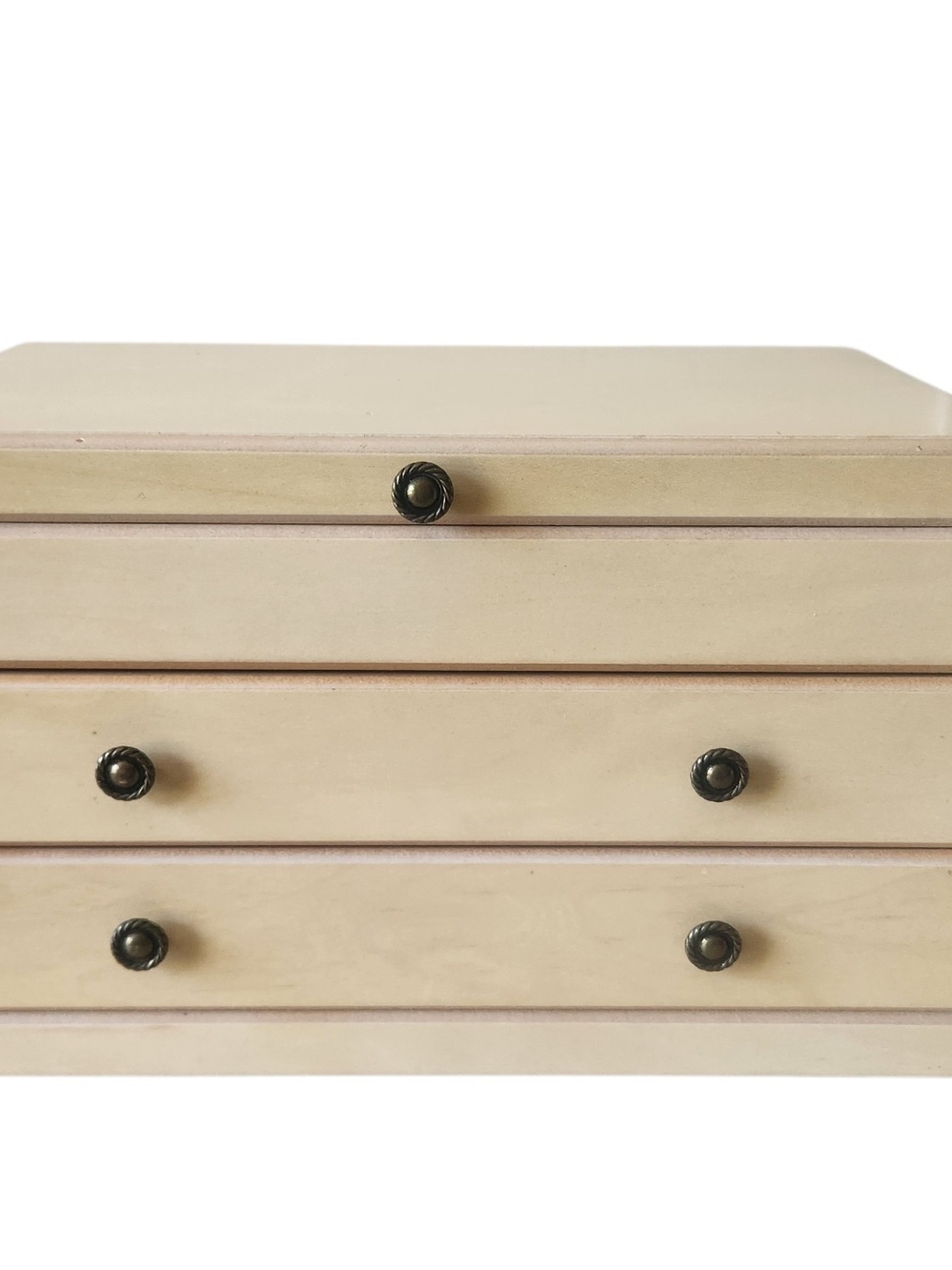 Cream Wood Jewelry Box Green Velvet MCM